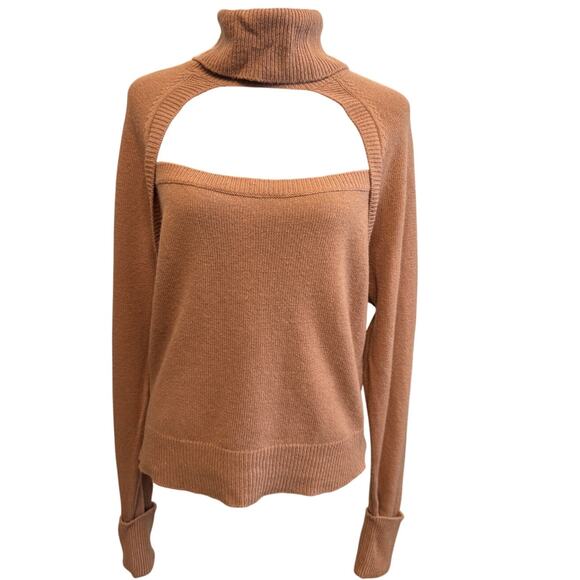 NEW PAIGE Women's Cherise Turtle Neck Cropped Cutout Sweater Size L - Picture 3 of 5